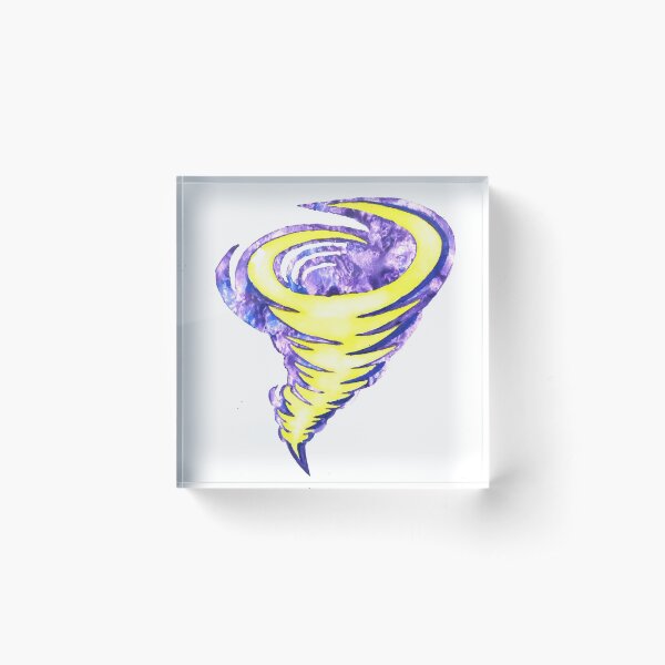 Purple and Yellow Watercolor Tornado Acrylic Block