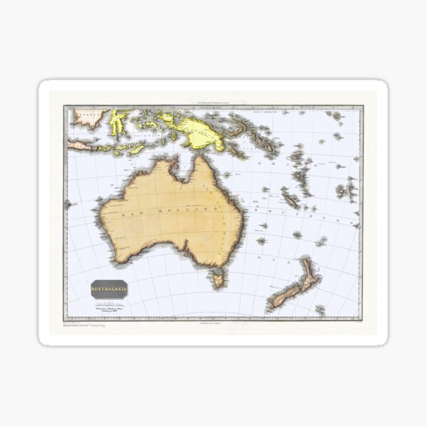 Antique Map of Australasia, Pinkerton, 1818 Sticker