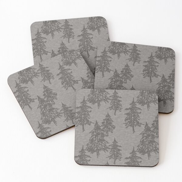 Item preview, Evergreen Trees - Dark Grey Linen Texture designed and sold by SugarPineDesign.