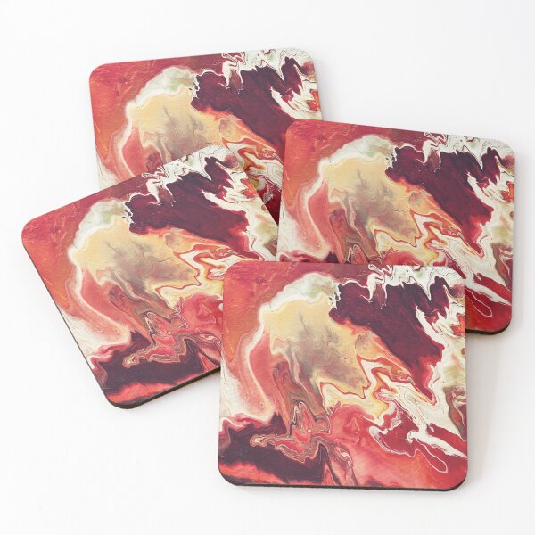 Red Purple Acrylic Pour Coasters (Set of 4)