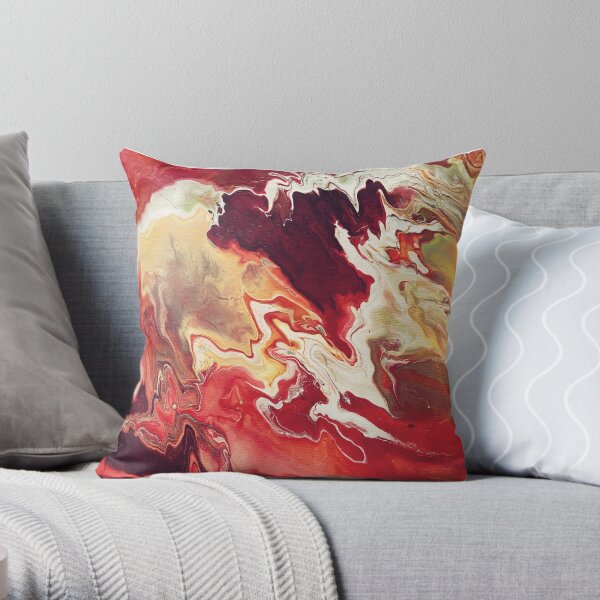 Red Purple Acrylic Pour Throw Pillow