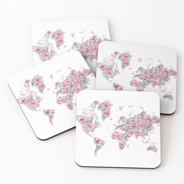 Item preview, World Map Floral designed and sold by GlowinUp Shop.