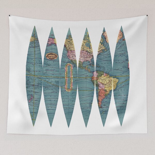 Item preview, World Map Surfboard Projection designed and sold by Flamin' Galah.
