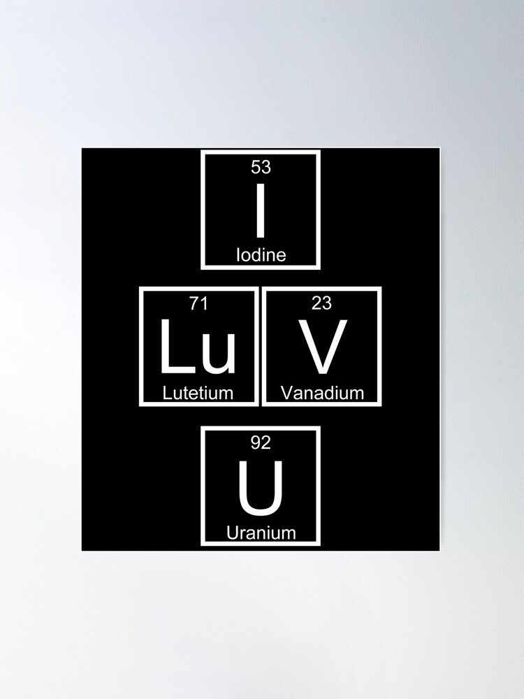  I Lv U - I Love You Periodic Table Elements Ladies V-Neck T- Shirt (Black, X-Small) : Clothing, Shoes & Jewelry