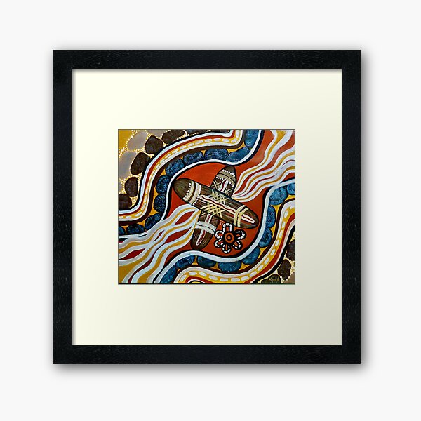 Authentic Aboriginal Art Clapstick Dreaming Framed Art Print