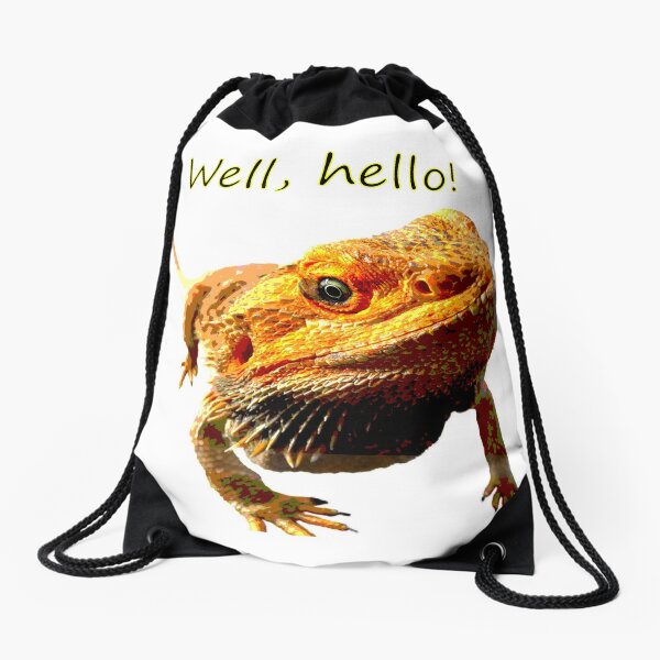 Bearded Dragon Says Hello Drawstring Bag