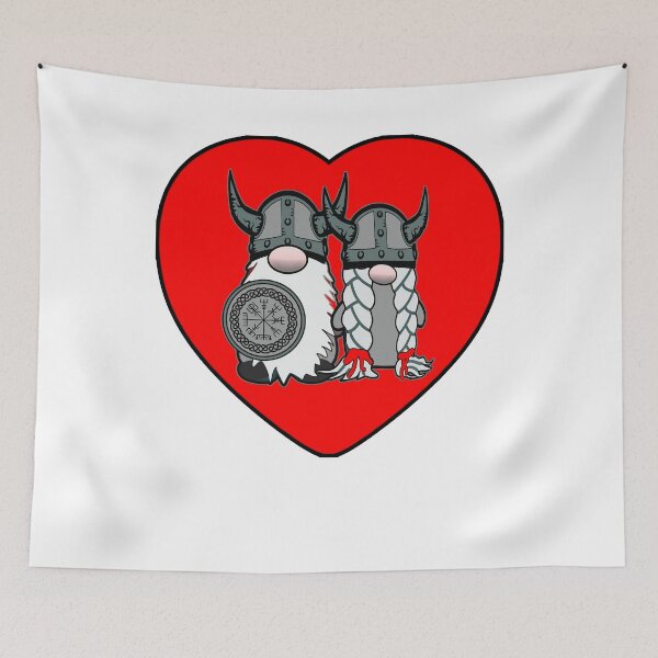 Item preview, Cute Nordic Viking Gnomes Tomte Couple Scandinavian Nisse Heart designed and sold by funnytshirtemp.