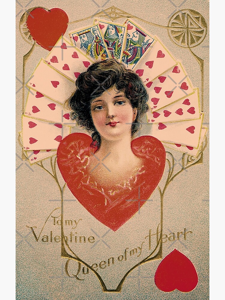 Queen of My Heart / Vintage Valentine's Day Card Artwork / Victorian Litho  | Greeting Card