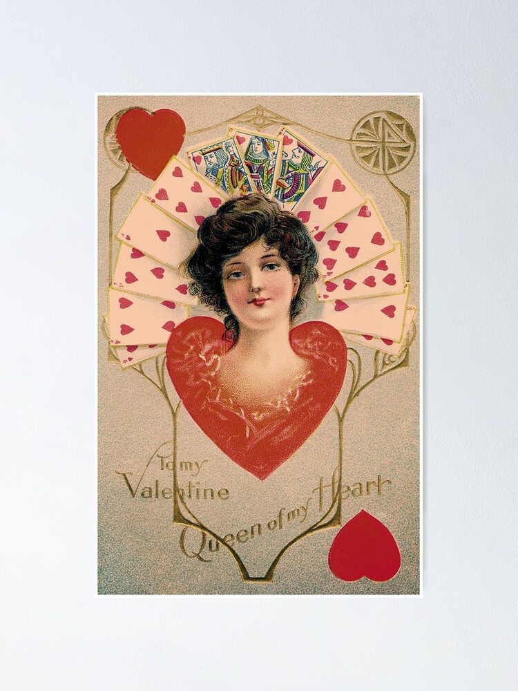 Queen of My Heart / Vintage Valentine's Day Card Artwork / Victorian Litho  Poster for Sale by FuzzyHoney