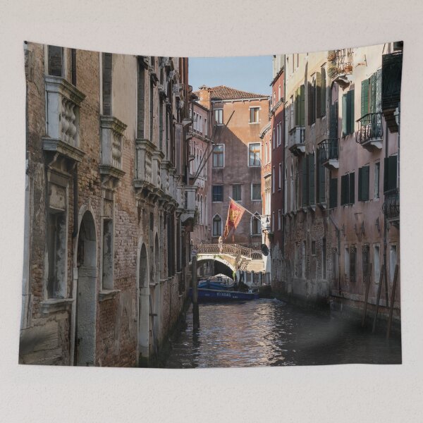 Item preview, Classic Venetian - Republic of Venice Flag of Saint Mark over a Small Canal  designed and sold by Georgia Mizuleva.