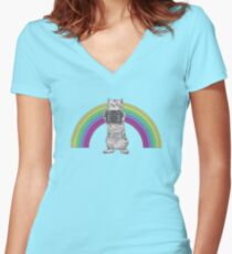 LOMO KITTY! Women's Fitted V-Neck T-Shirt