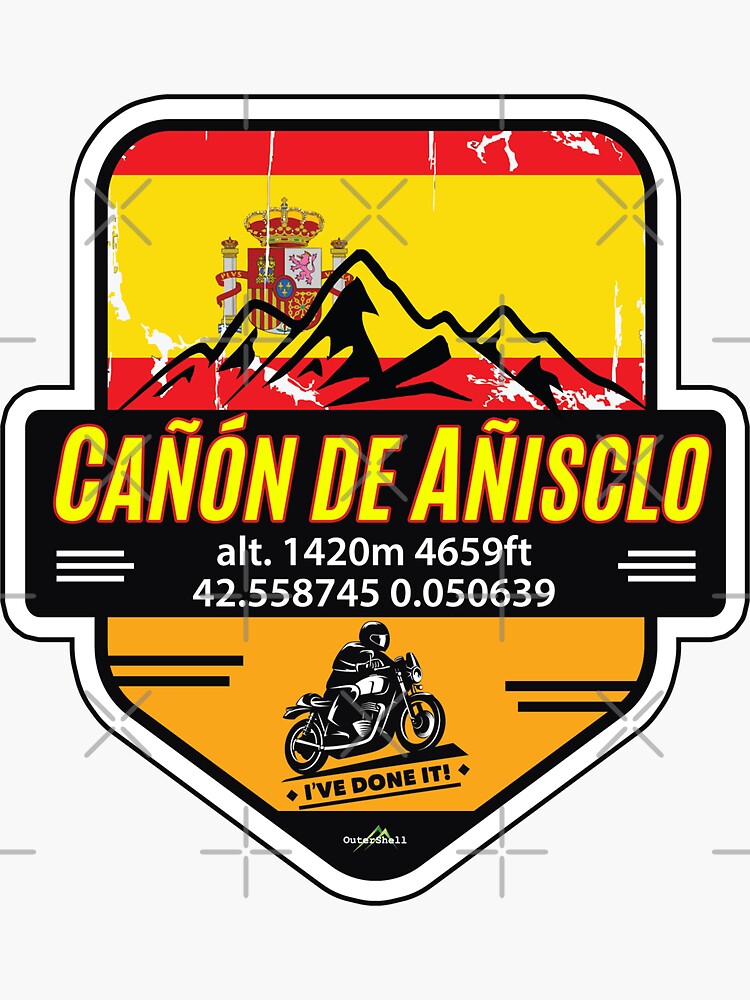 Sticker for Sale mit Cañon del Añisclo Spanien Espana Motorrad T-Shirt &  Sticker - Ive Done It! 03 von OuterShellUK