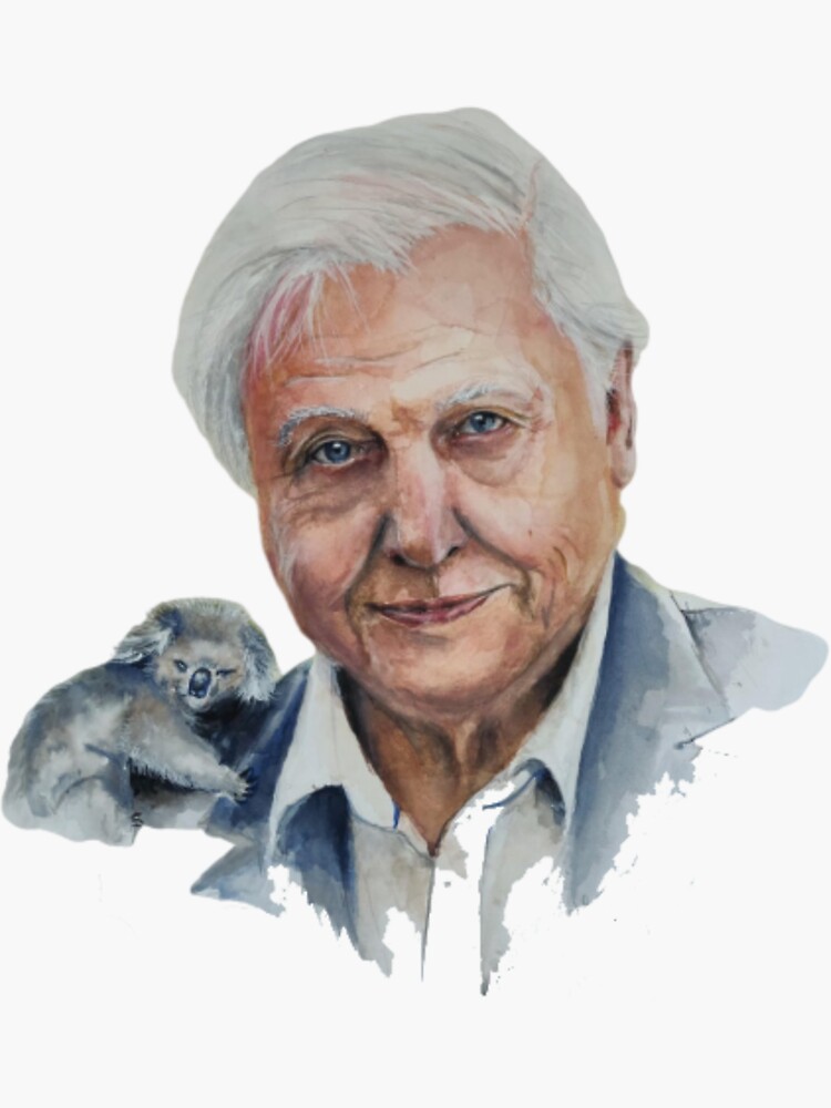 "Sir David Attenborough with a friend in need " Sticker by