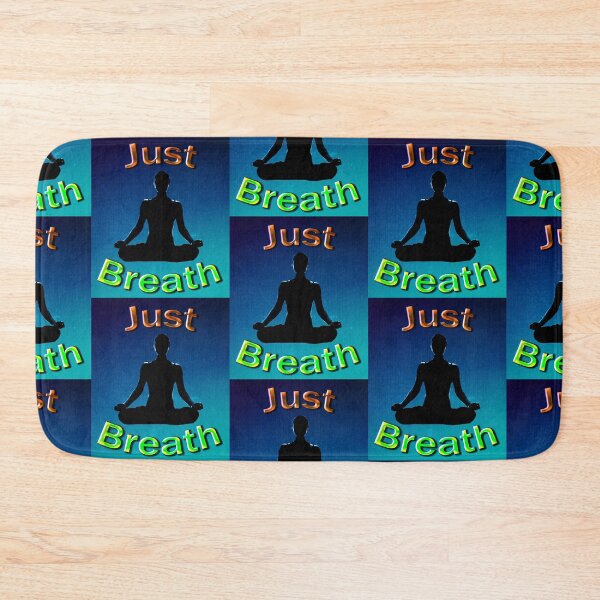 Artikelvorschau, Yoga-Posen - blauer Hintergrund Lotus Just Breath entworfen und verkauft von SadSacDesigns.
