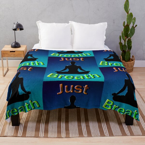 Artikelvorschau, Yoga-Posen - blauer Hintergrund Lotus Just Breath entworfen und verkauft von SadSacDesigns.