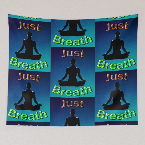 Item preview, Posturas de yoga: loto sobre fondo azul, solo respiración designed and sold by SadSacDesigns.