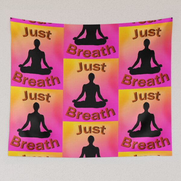 Item preview, Yoga Poses -  Pink and Orange Background Lotus Just Breath designed and sold by SadSacDesigns.