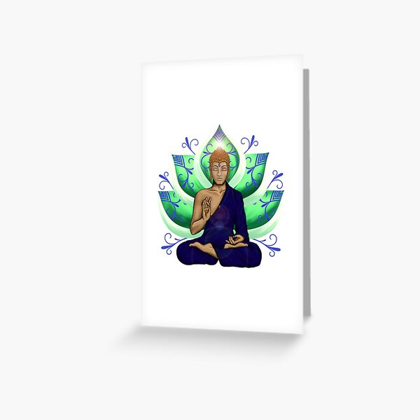 Abhaya Mudra Buddha with Lotus Flower, Green and Blue Greeting Card for  Sale by MandalaSoul