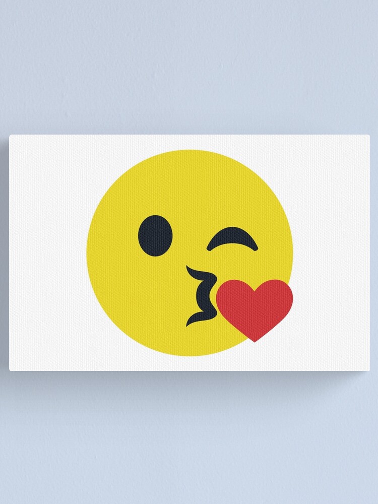 Kissing Face Smiley Emoticon Blow A Kiss Romantic Love Heart Emoji Canvas Print By Torch Redbubble