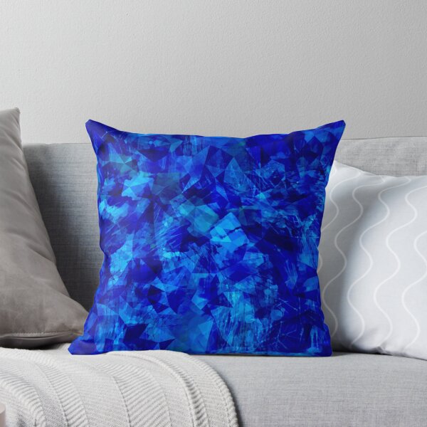 Cobalt Facets Throw Pillow