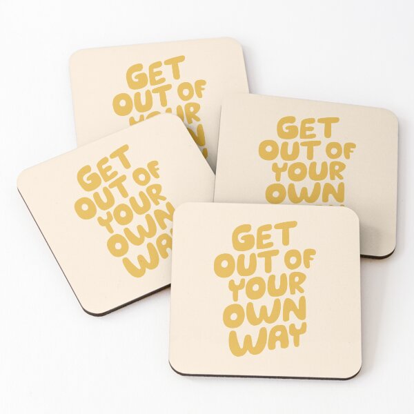 Item preview, GET OUT OF YOUR OWN WAY motivational typography inspirational quote in vintage yellow designed and sold by MotivatedType.