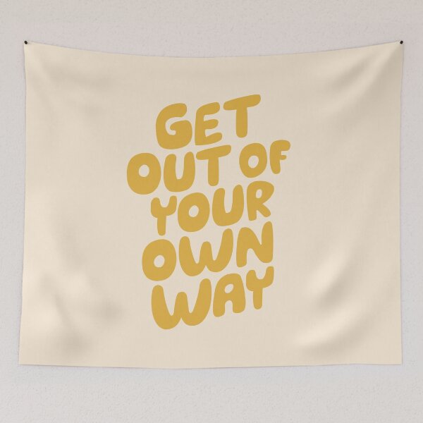 Item preview, GET OUT OF YOUR OWN WAY motivational typography inspirational quote in vintage yellow designed and sold by MotivatedType.