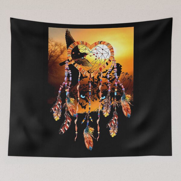Item preview, Wolf dream catcher mysticism falcon designed and sold by kreawusel-bin.