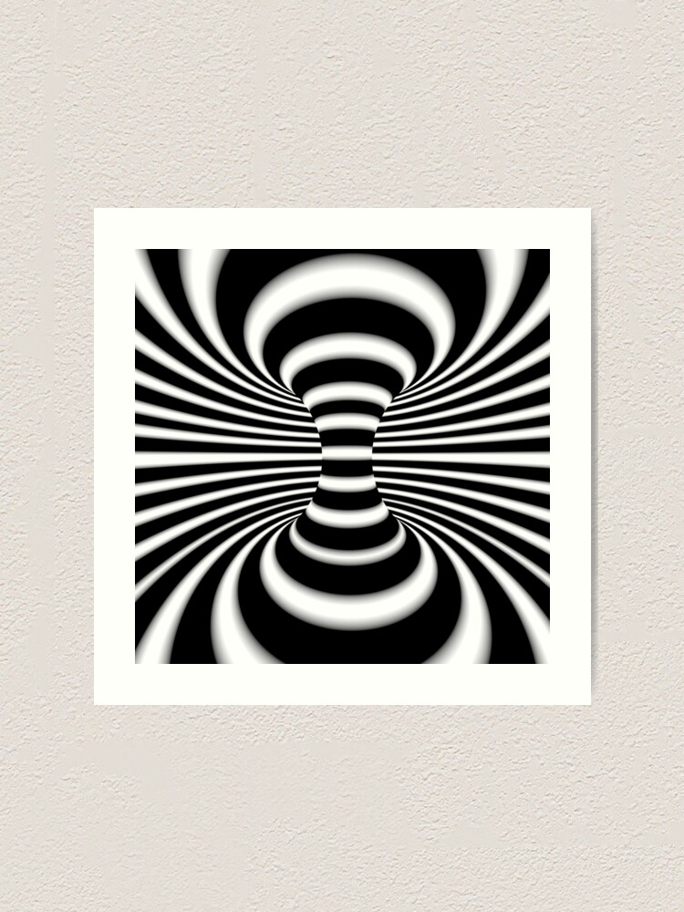 Black And White Infinite Wormhole Optical Illusion Art Print For Sale By Hyproinc Redbubble