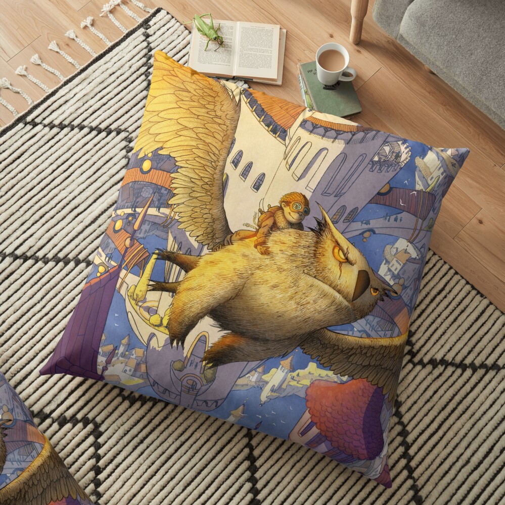 The spiral city Floor Pillow
