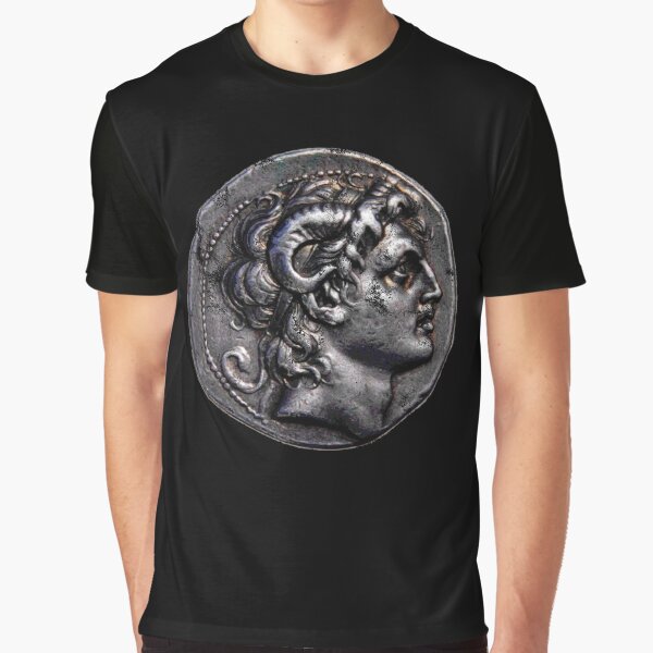 Alexander the Great Head Ancient Greece Coin Design Graphic T-Shirt