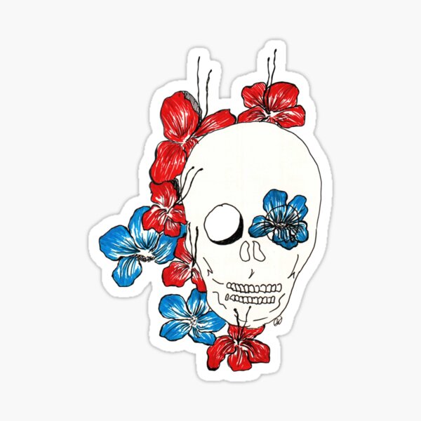Totenkopf mit Blumen - Design by Conny Sticker