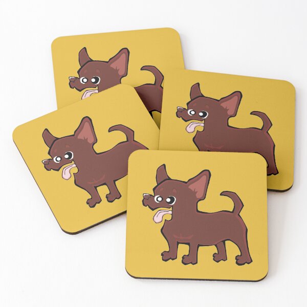 Item preview, Chihuahua - Short Hair - Chocolate (Full Body) YELLOW BG designed and sold by TheChicken.