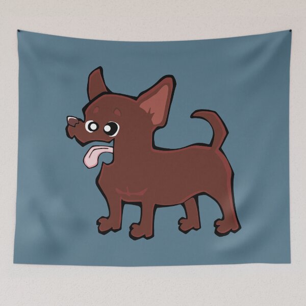 Item preview, Chihuahua - Short Hair - Chocolate (Full Body) BLUE BG designed and sold by TheChicken.