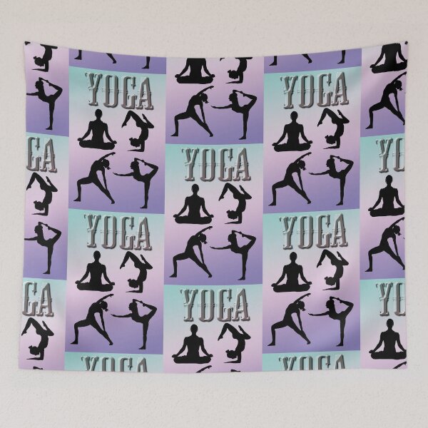 Item preview, Yoga Pose Multi Lilac Pastel with Black Figures designed and sold by SadSacDesigns.