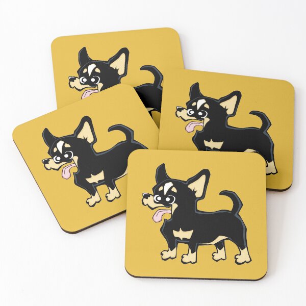 Item preview, Chihuahua - Short Hair - Black (Full Body) YELLOW BG designed and sold by TheChicken.