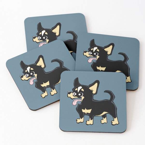 Item preview, Chihuahua - Short Hair - Black (Full Body) BLUE BG designed and sold by TheChicken.