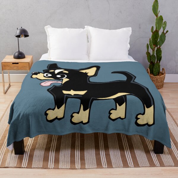 Item preview, Chihuahua - Short Hair - Black (Full Body) BLUE BG designed and sold by TheChicken.