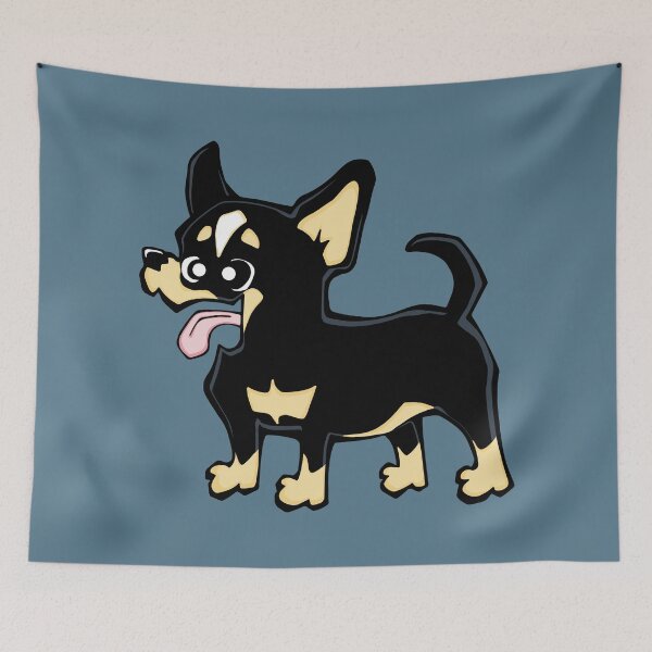 Item preview, Chihuahua - Short Hair - Black (Full Body) BLUE BG designed and sold by TheChicken.