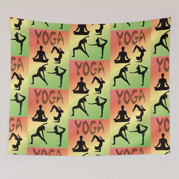 Item preview, Yoga Pose Multi Green and Orange Pastels designed and sold by SadSacDesigns.
