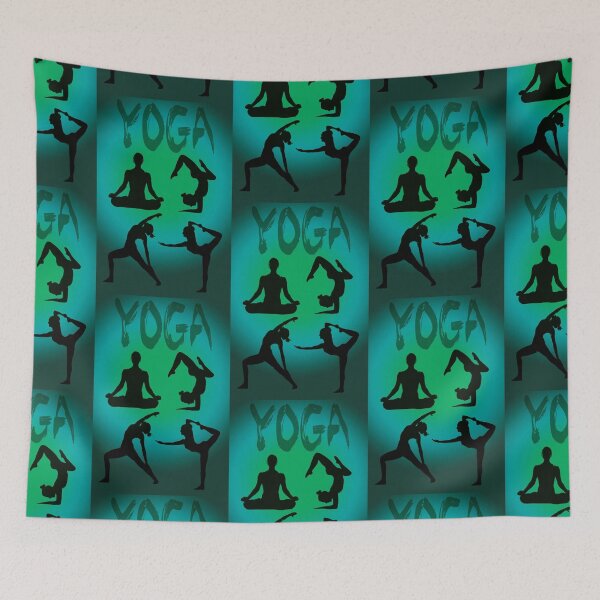 Item preview, Yoga Pose Multi Green and Blue designed and sold by SadSacDesigns.