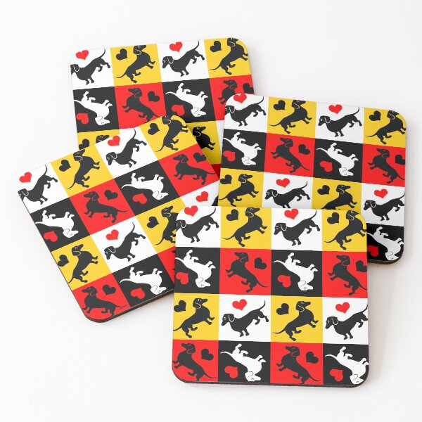 Item preview, Dachshunds and Hearts Gingham Check Pattern designed and sold by AntiqueImages.