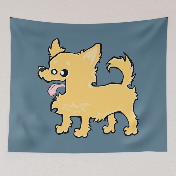 Item preview, Chihuahua - Long Hair - Cream (Full Body) BLUE BG designed and sold by TheChicken.
