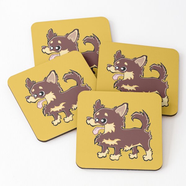 Item preview, Chihuahua - Long Hair - Chocolate (Full Body) YELLOW BG designed and sold by TheChicken.