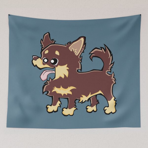 Item preview, Copy of Chihuahua - Long Hair - Chocolate (Full Body) BLUE BG designed and sold by TheChicken.