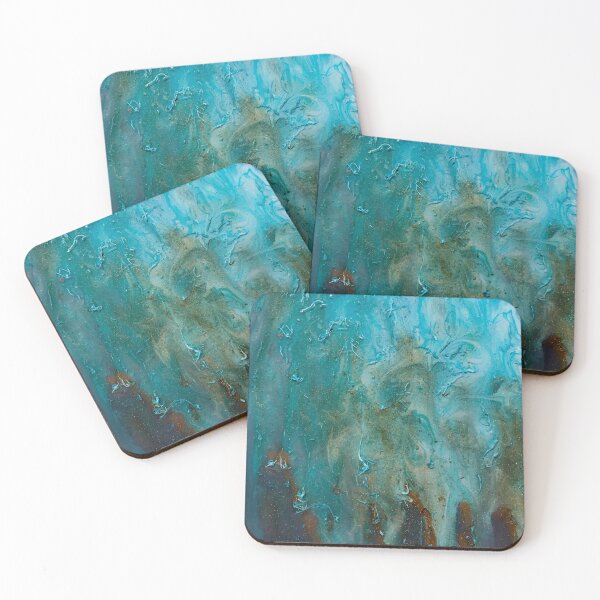 Item preview, Abstract Resin Art turquoise and gold designed and sold by Quick Brown Fox Canada.