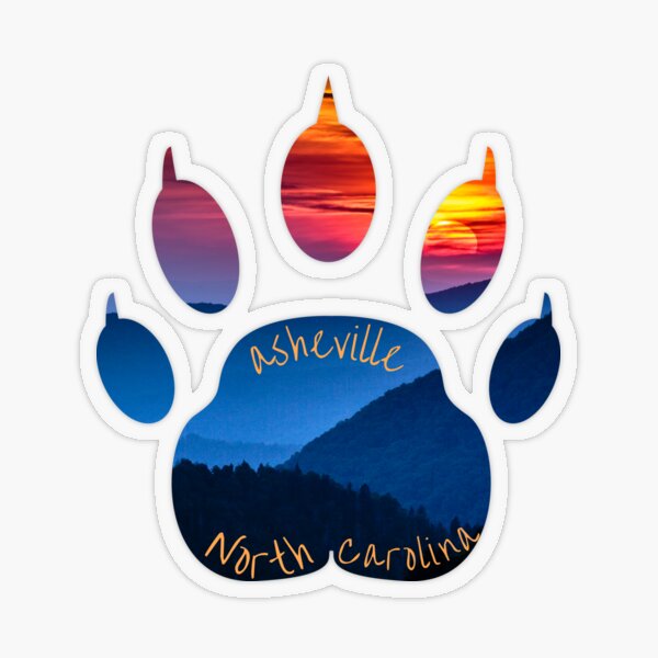 Asheville NC Bear Paw Sunset Mountains Transparent Sticker