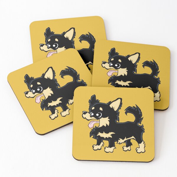 Item preview, Chihuahua - Long Hair - Black (Full Body) YELLOW BG designed and sold by TheChicken.