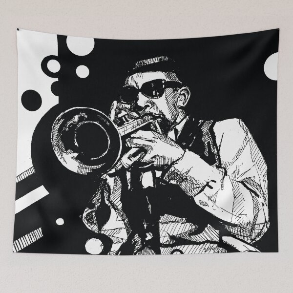 Artikelvorschau, JAZZY Sound - Zeichnender Jazzmusiker - Trompete entworfen und verkauft von ARTbubble.