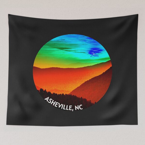 Item preview, Asheville Sunset Mountains Badge designed and sold by Bug & Brush.