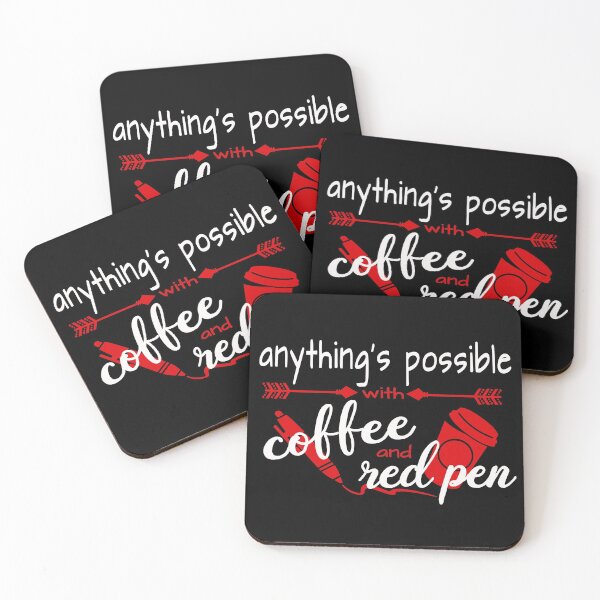 Item preview, Coffee and Red Pen Teacher T-Shirt Tee Red White Coffee Cup Coffee Cup Teach Professor Adjunct Appreciation designed and sold by ArtikIceTees.
